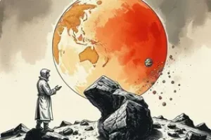 tinta de caneta dentro de meteorito de Marte