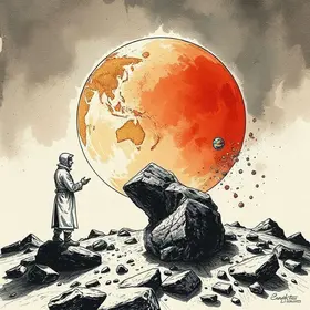 tinta de caneta dentro de meteorito de Marte